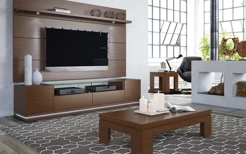 Mueble Tv Moderno Flotante Con Panel Lacado Ref: Mural22