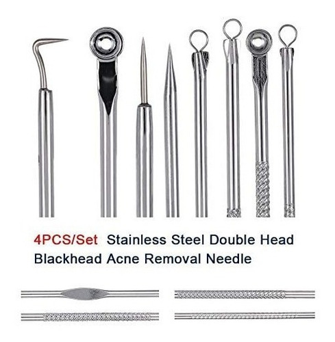 Imagen 3 de 7 de Kit Removedor Extractor Puntos Negros Espinillas Acne 4 Pzs
