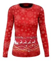 Comprar Playera Full Print Nieve Trineo Santa Navidad Roja Nieve 2