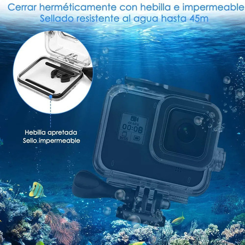 Imagen 3 de 10 de Funda Impermeable Para Gopro Hero 8