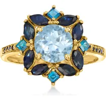 Comprar Anillo Topaz Azul Zafiro Y London Blue Topaz Oro 18k Talla 9