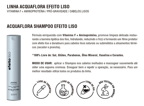 Shampoo Efeito Liso Cabelos Lisos E Limpos Acquaflora 300ml