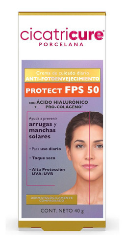 Crema Antiedad Protector Fps 50 Cicatricure Porcelana 40g