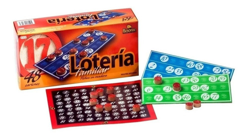Loteria De Lujo Juego Familiar 48 Cartones Bingo Bisonte