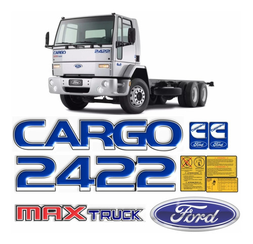 Adesivos Compatível Ford Cargo 2422 Max Truck Emblema Kit55 Cor PADRÃO