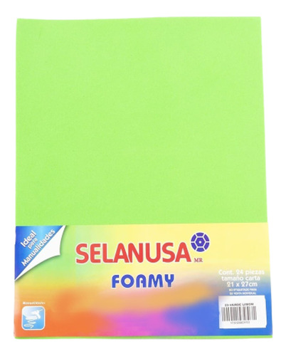 Foamy Tamaño Carta Liso 24 Pzas Manualidad Selanusa Color Verde limón