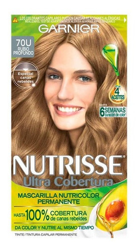 Kit Tinte Garnier  Nutrisse ultra cobertura Mascarilla nutricolor permanente tono 70u rubio profundo para cabello