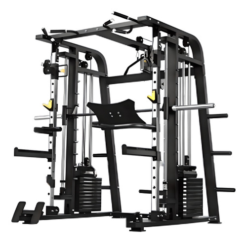 Smith Machine Con Peso Integrado + Par De Discos + Banca