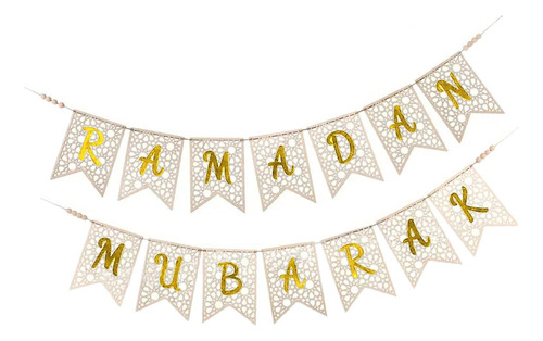 Ramadan Banner Pull Flag Decoraciones Musulmanas Props Oro