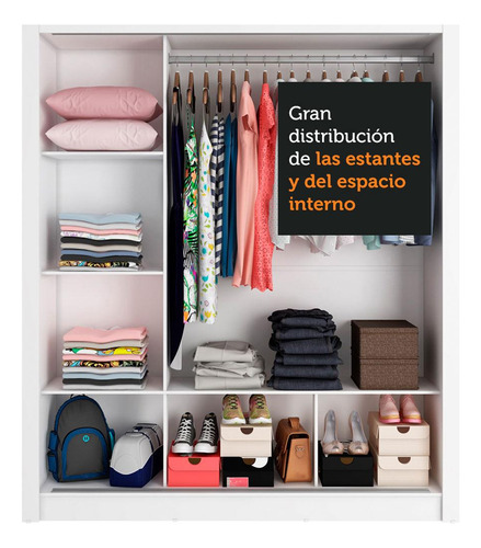 Ropero Closet Madesa Monaco 3 Puertas 2 Espejos B/m