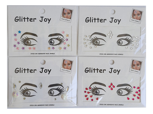 Glitter Rostro Strass Gemas Piedras Autohadesivas X4 Plancha