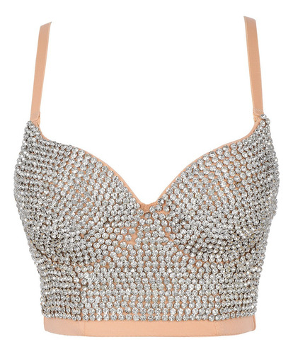 Bustier Bralette Push Up Crop Top Sexy Diamantes Brasier