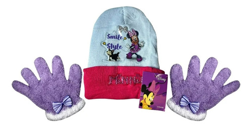 Kit Infantil Touca / Gorro + Luvas - Minnie Inverno Disney