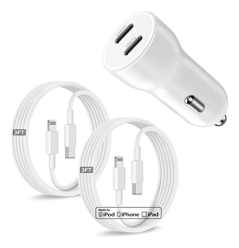 Cargador Para iPhone Mfi Adaptador Cargador Coche C Doble Pu