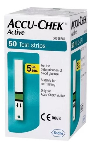 Tiras Accu Chek Active X 50 Unidades Roche + 25 Lancetas Color Blanco