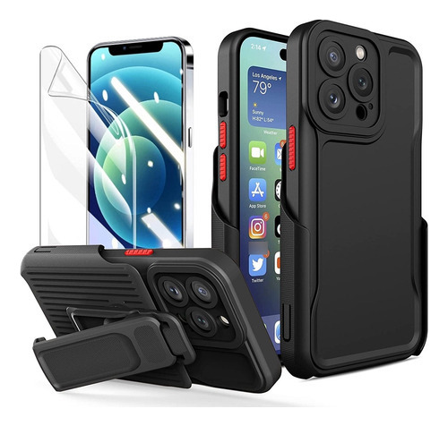 Funda Case + Mica Con Clip Para iPhone 14 Pro Max Uso Rudo