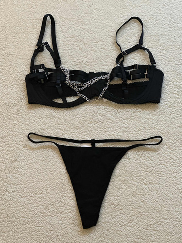 Conjunto Sexy Shein Corpiño Con Cadenas + Less De Hilo Nuevo