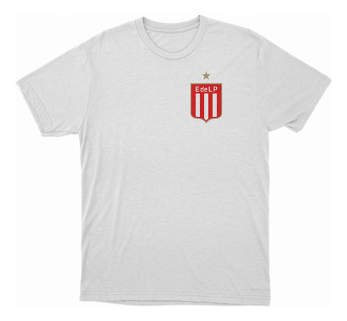 Remera Blanca Estudiantes De La Plata Escudo En El Corazon 