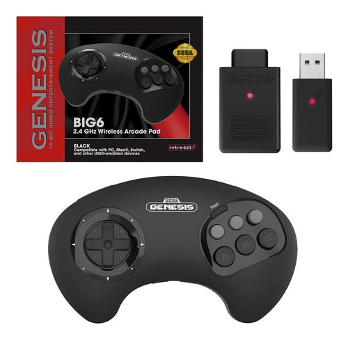 Retro-bit Big6 2,4 Ghz Sega Genesis Wireless Arcade Controll