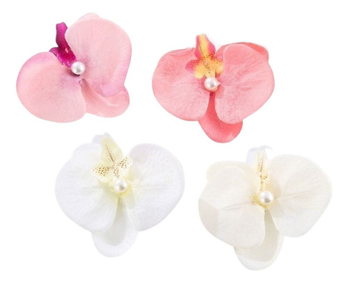 Hebilla De Pelo Flor Gancho Pico Orquìdea Coral Claro