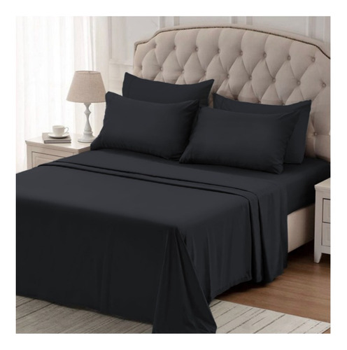 Sábanas Hoteleras Buenas Twin Size 600 H Plazas 1 1/2 Onix Negro Liso