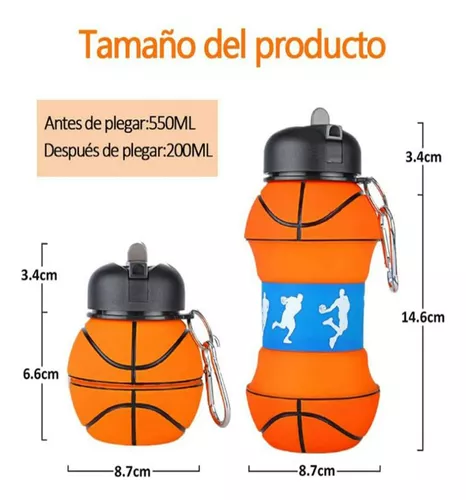 2 botellas de agua de baloncesto y béisbol para niños, botellas de agua  plegables para niños, botella de agua de béisbol de silicona, taza  plegable