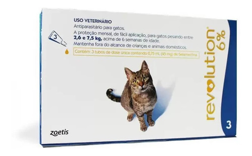 Antipulgas Para Gato Pipeta Revolution 2.5 7.5 Kg X3 Cat