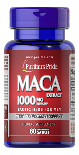 Puritan´s Pride Extracto De Maca 1000 Mg Hierba Para Hombres Sabor Sin Sabor