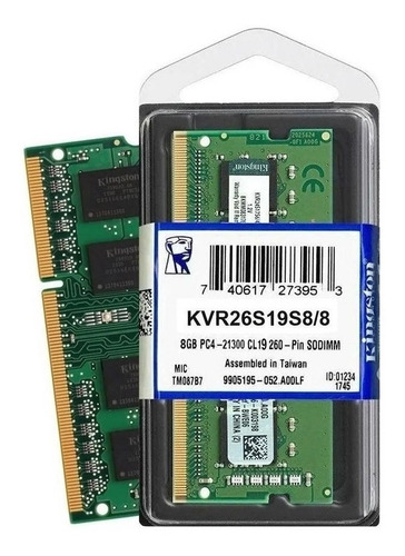 Imagen 2 de 3 de Memoria Kingston Kvr26s19s6 Sodimm Ddr4 8gb 2666mhz