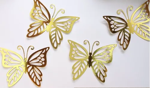 Mariposas Decorativas Grandes X 12 Metalizada