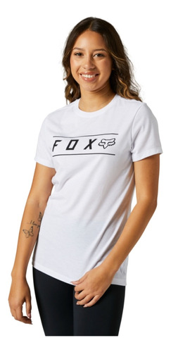 Remera Pinnacle Ss Tech Tee Dama Blanco Logo Negro Fox