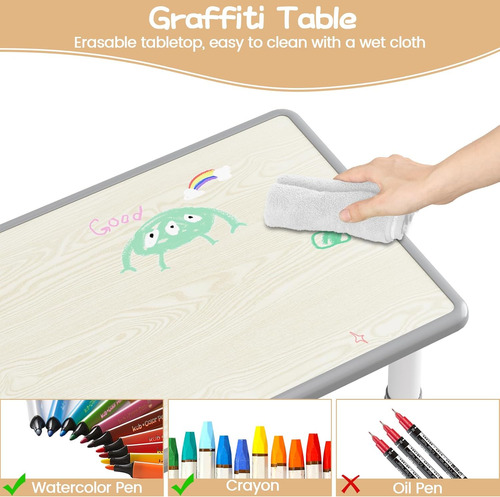 Juego De Mesa Y Sillas Para Niños (2-10 Años) Con Pata Antid