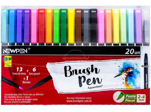 Can. Pincel Brush Pen Aqu. C/20 Newpen Com Blender Whashitap