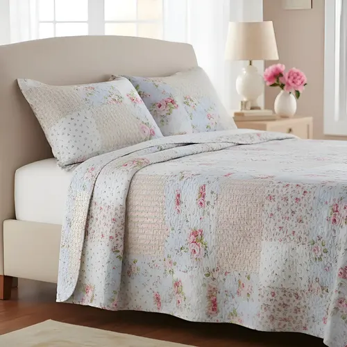 Colcha Milão Casal Queen 3 Peças Matelada Cores Vivas Cor Linda Rosa Florido
