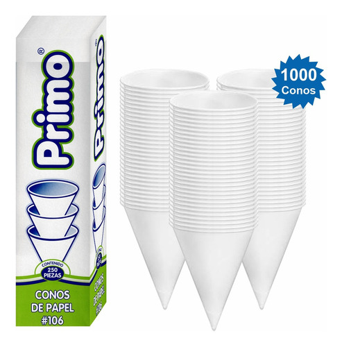 Conos De Papel Para Agua Vasos Cónicos 1000 Piezas - Leocono Color Blanco