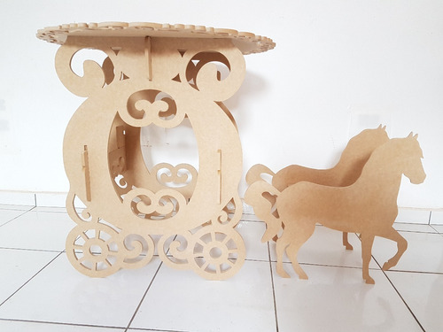 Mesa Para Bolo Festas Carruagem  Mdf Cru Princesa Provençal