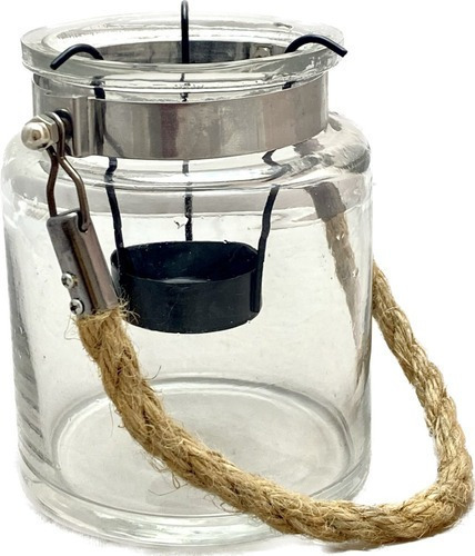 Vaso Tubo Vidro Grosso Corda Suporte Vela 10x12cm Decoração