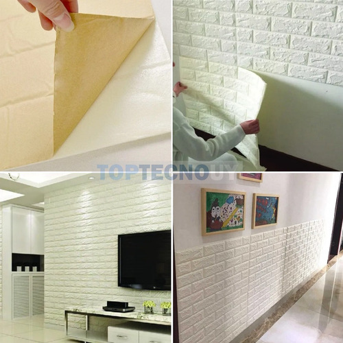 Imagen 2 de 6 de Placa Revestimiento Pared Autoadhesiva 70x77cm - Ladrillo ®