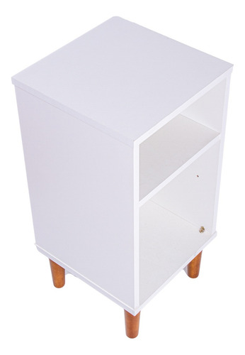 Mesa De Cabeceira Lateral Cama Quarto Madeira Retrô 60x30x30 Acabamento Fosco Cor Branco