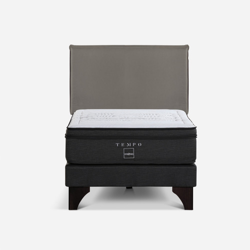 Cama Europea Tempo 1,5 Plazas + Respaldo Maurice Gris