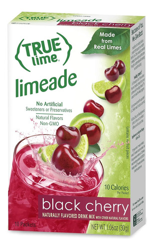 True Lime Black Cherry Original En Polvo 10 Sobrecitos