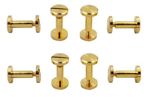 Dgol 50 Pares De Tornillos Traseros De Latón De Cuero Dorado, Remaches De Encuadernación Resistentes, Tornillos Traseros De Longitud De 0.47 Pulgadas