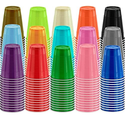 Vasos De Plástico Desechables 12 Oz Negros Para Fiesta 20 Un