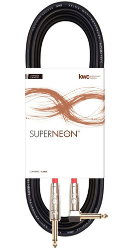 Imagen 1 de 3 de Cable Plug Kwc Super Neon 199 Guitarra Bajo 6 Metros Angular