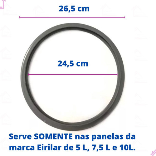 Borracha Panela Pressão Eirilar 5 A 10 L Fechamento Externo