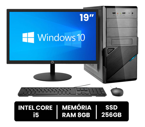 Computador Intel Core I5 8gb Ram Ssd 240gb Monitor 19 Win 11