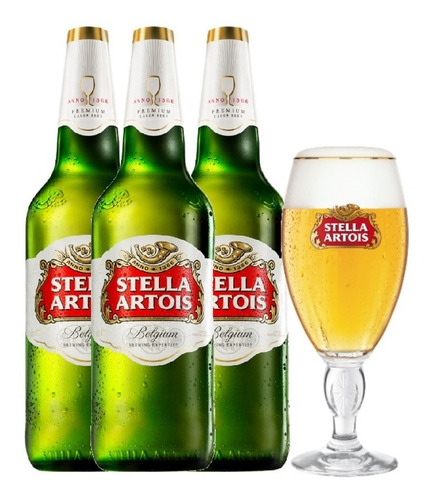 Cerveza Stella Artois 975ml X3 + Cáliz 500ml