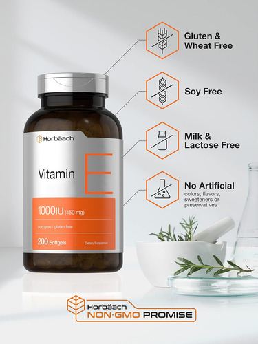 Horbäach Vitamina E 1000 Ui Cápsulas Softgel | Contagem 200