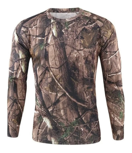 Polera Manga Larga Camuflaje Cacería Outdoor Camiseta Dry F 