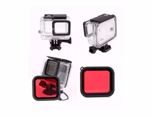 Kit Gopro Hero 5 6 7 Black Caixa Estanque + Filtro Mergulho